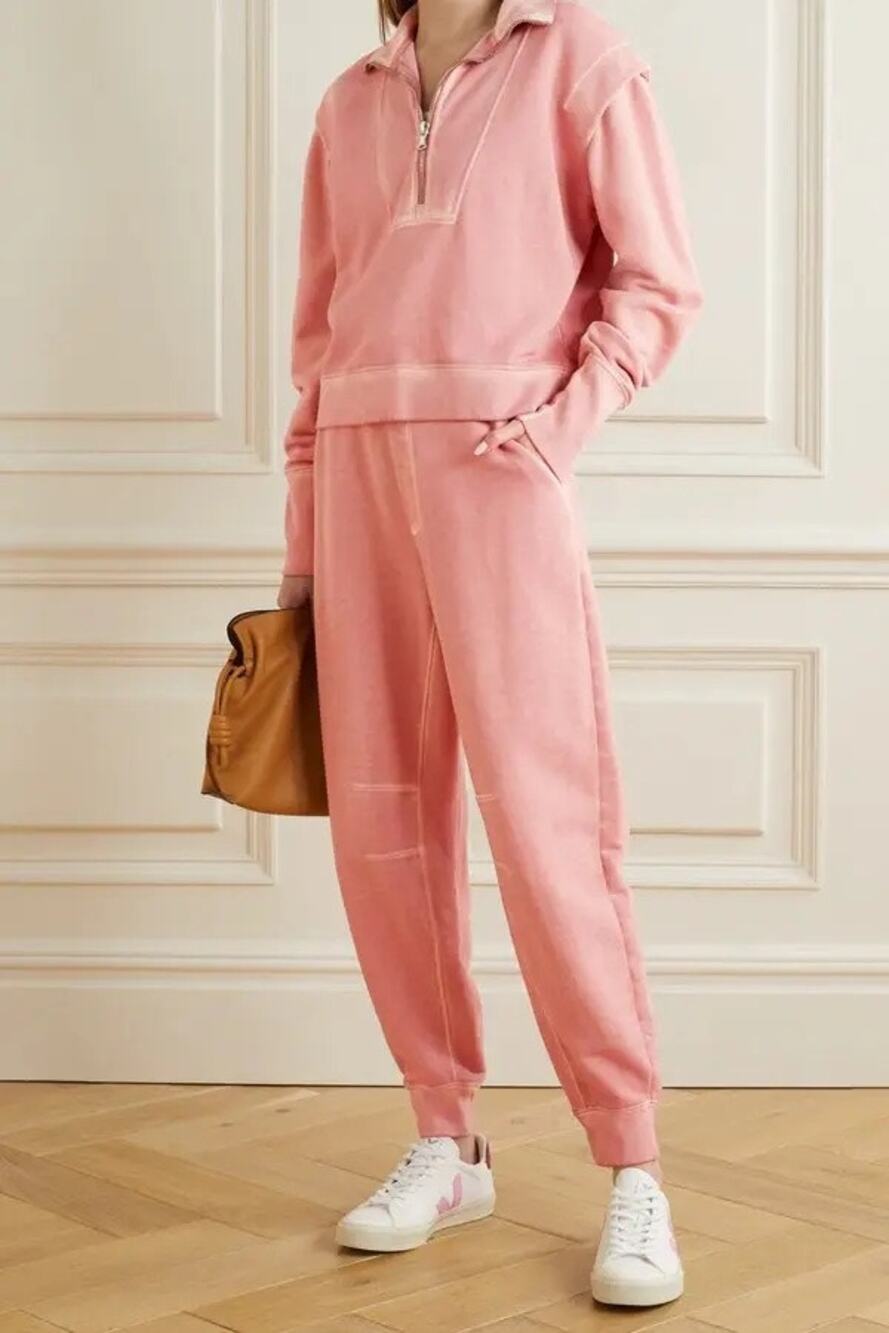 Veronica Beard Preslee Track Pants - Distressed Pink - Size Large